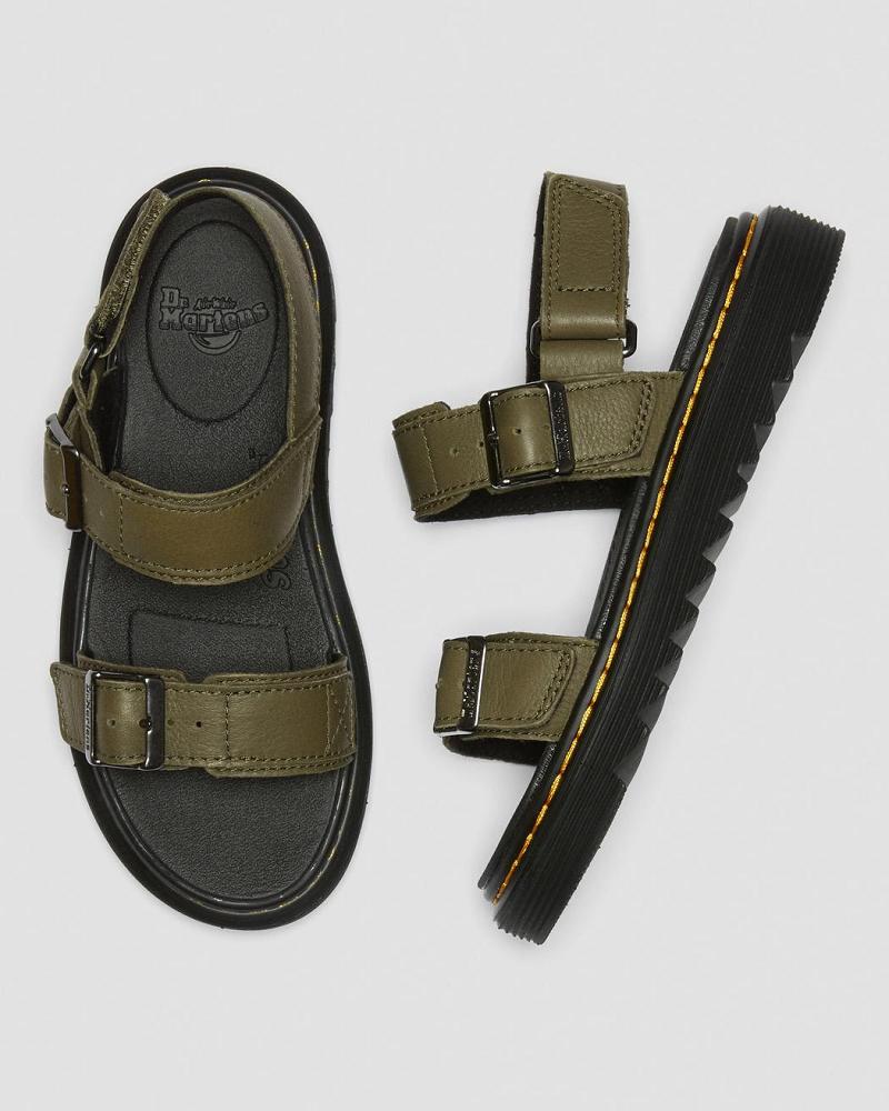 Dr Martens Junior Kyle Leren Sandalen Kinderen Olijfgroen | NL 104DFM